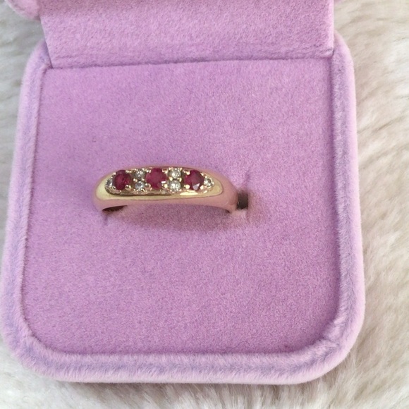 Birks Pink Sapphire and Diamond Gold Ring - Picture 10 of 12